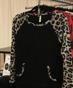 Black Hoodie with Leopard Sleeves