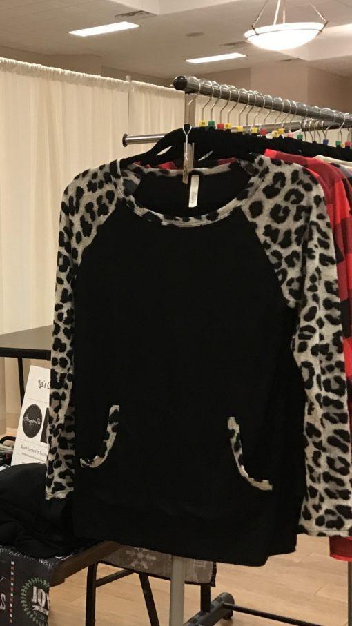Black Hoodie with Leopard Sleeves
