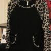 Black Hoodie with Leopard Sleeves and Trim