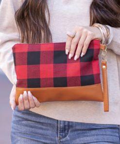 red plaid clutch