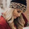 BALCK HAT WITH LEOPARD TRIM