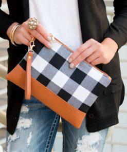 Black and White Plaid Clutch