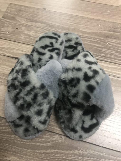 grey leopard slippers