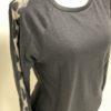 Black French Terry Top with Leopard Print Sleeves