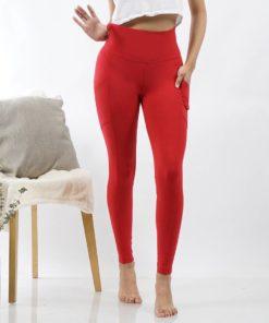 red compression yoga pants