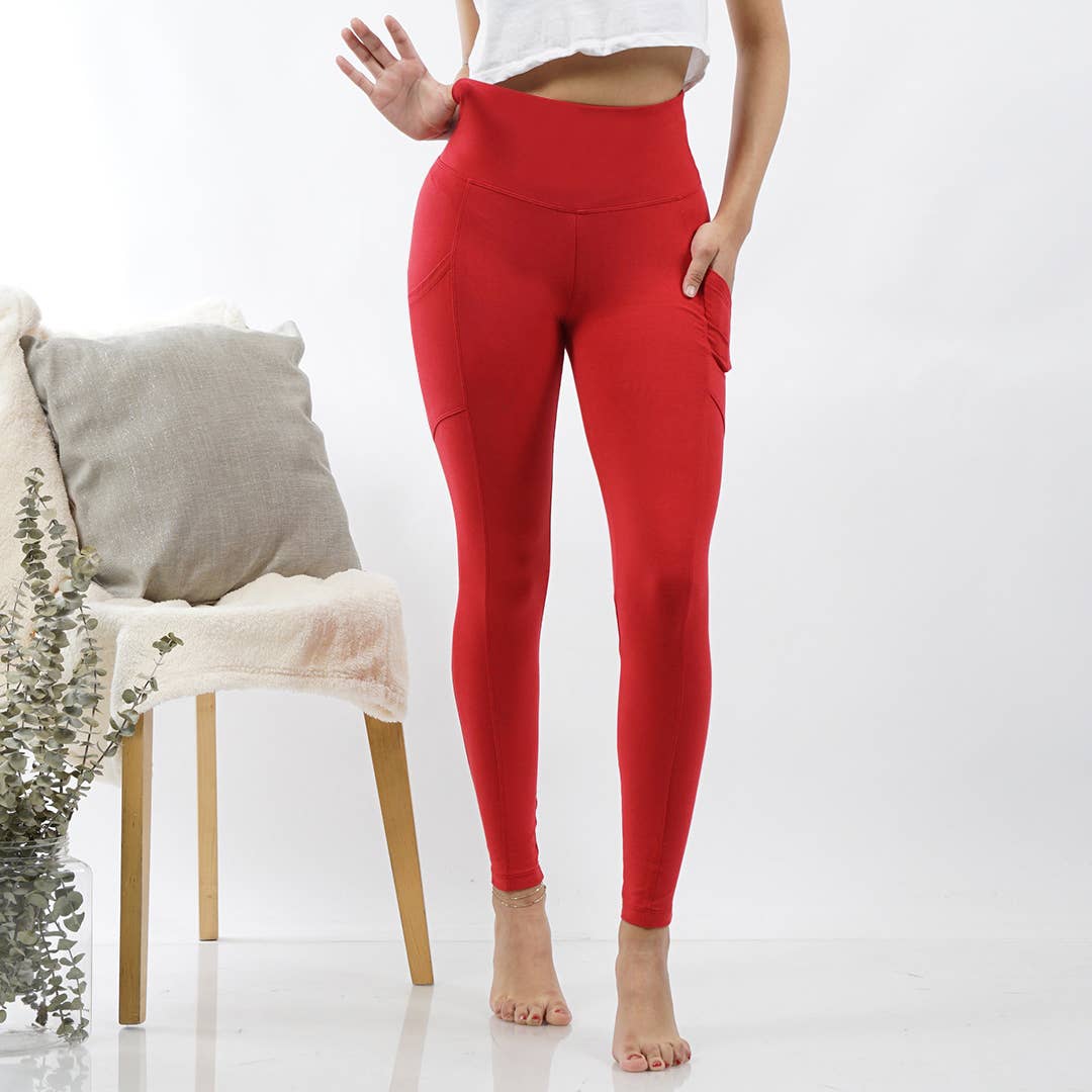 red compression yoga pants