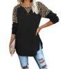 Black Long Leopard Sleeve Tunic