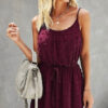 womens merlot raised dot dress with tie