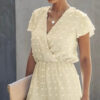 womens raised dot romper - cream